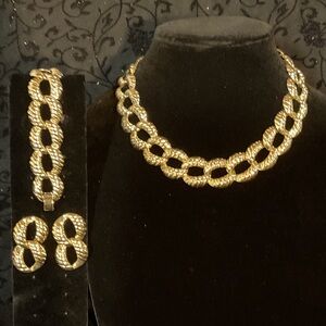 Gold-Tone Chain Necklace and Earring Set